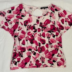 Vibrant Pink and Black Abstract Women's Blouse